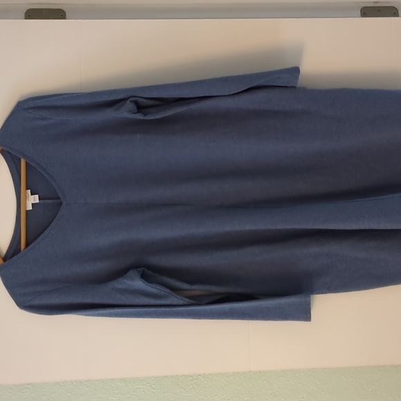 Pure JJill V Neck Side Pockets Stretchy Jersey Shift Casual Work Career Dress L - Picture 2 of 9